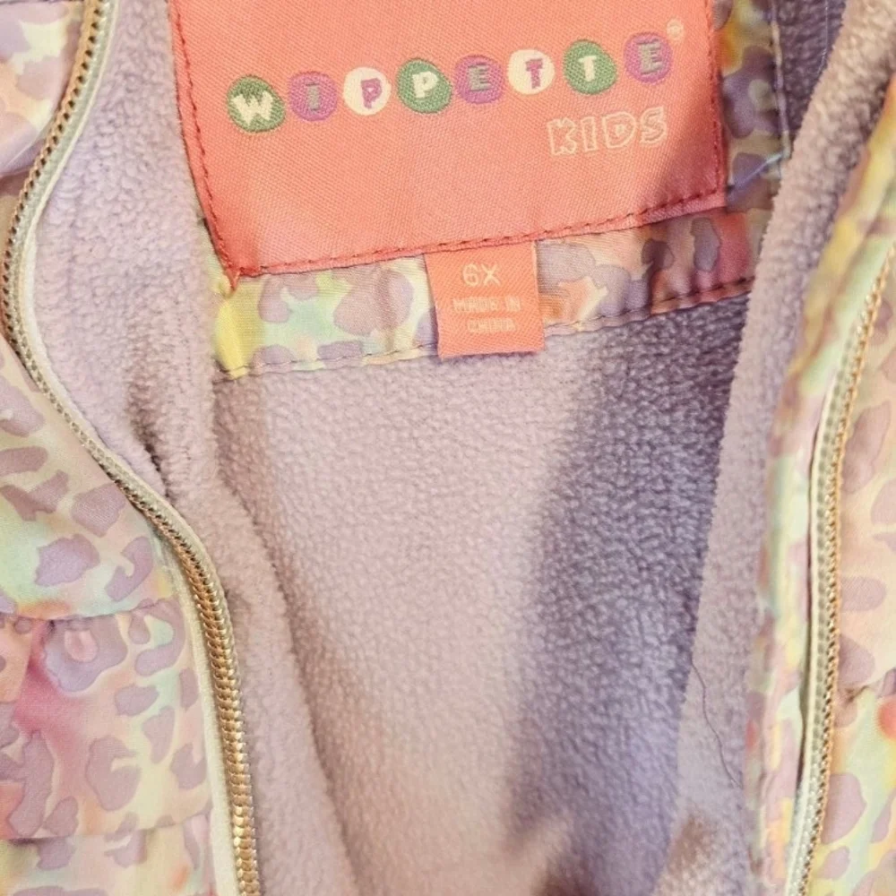 Pastel Leopard Print Ruffle Puffer Jacket - Picture 6 of 7